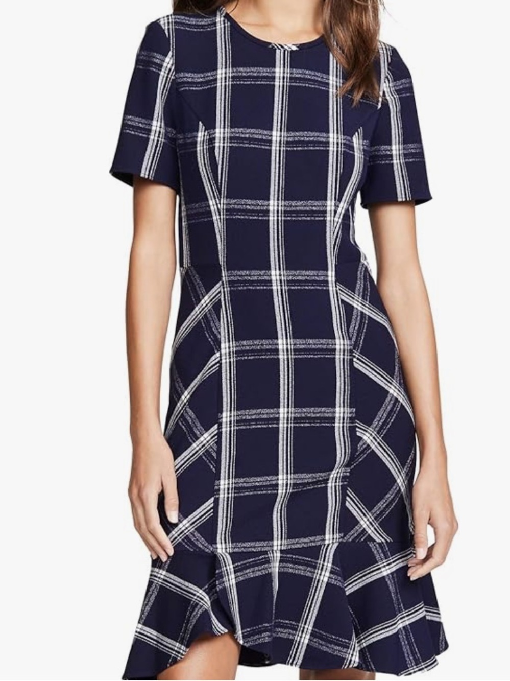 Shoshanna Layton Dress Blue White Plaid Mini Ruffle